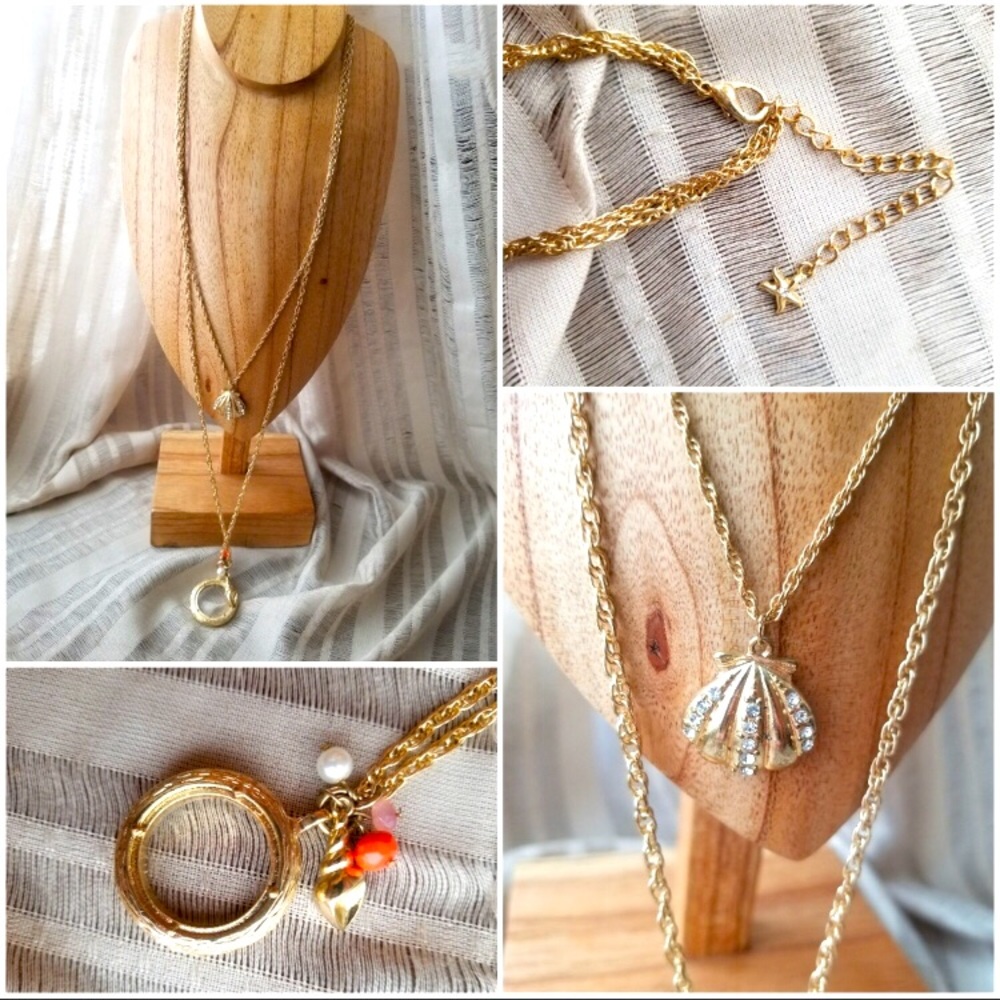 Mermaid Layered Beach Necklace, Beachcore, Beach Vacation, Nautical, Seashell